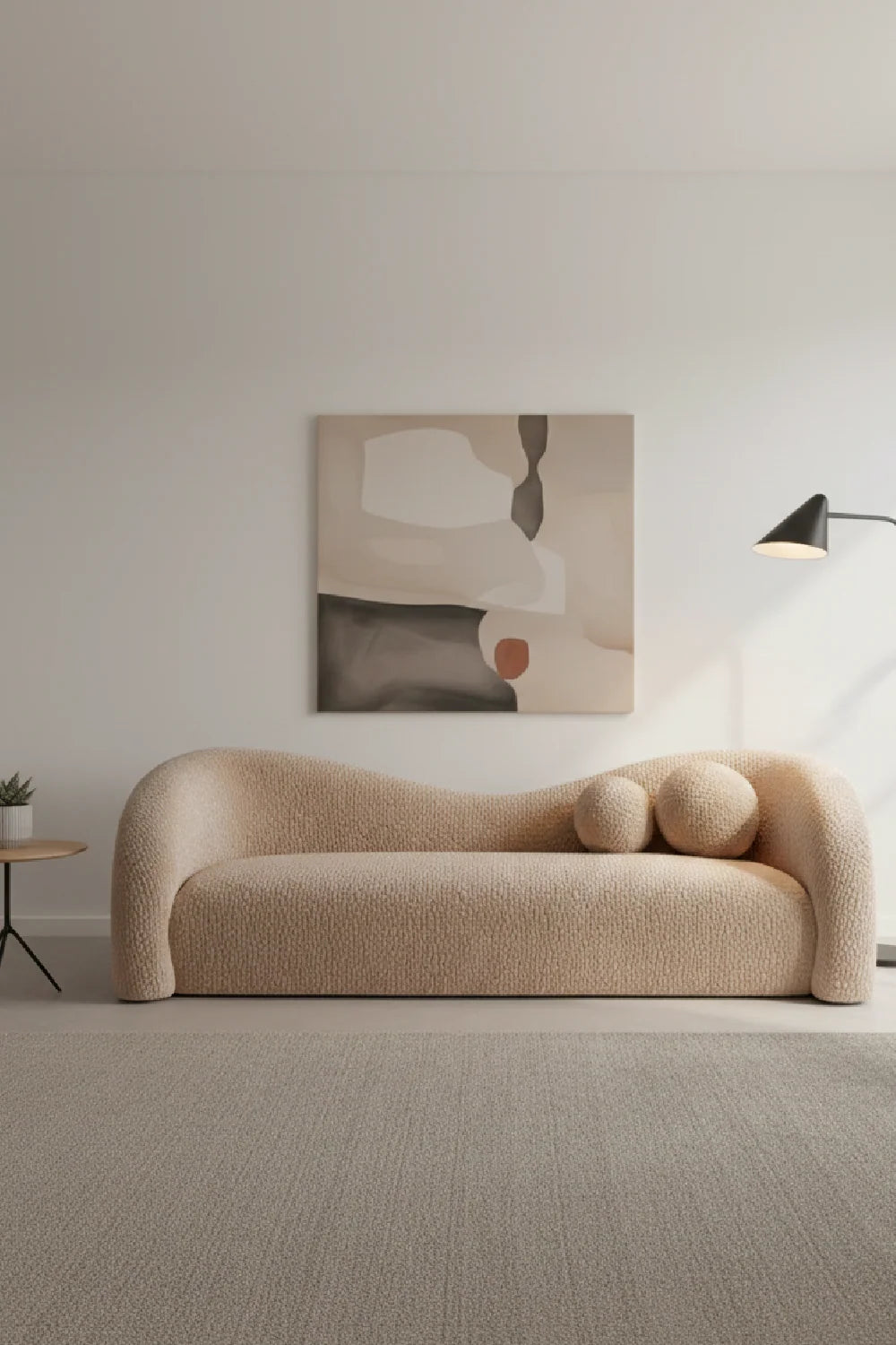 Luxury Wavy Back 4-Seater Sofa Modern Italian Style for Villa
