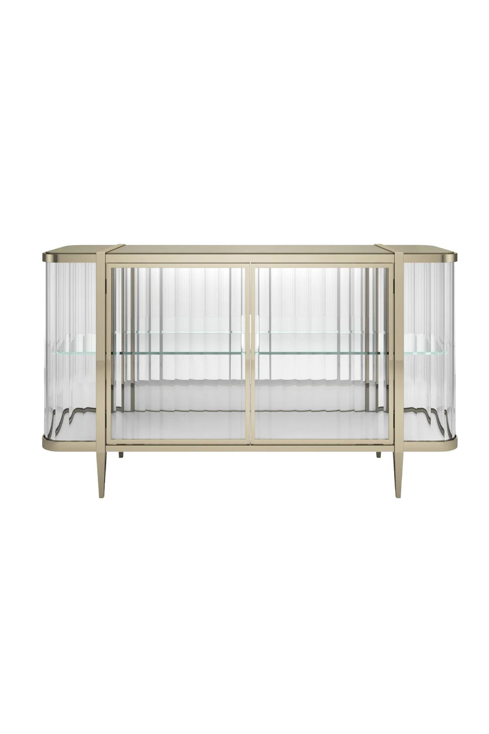Luxury Wavy Mirror 2-Door Sideboard European Style for Villa
