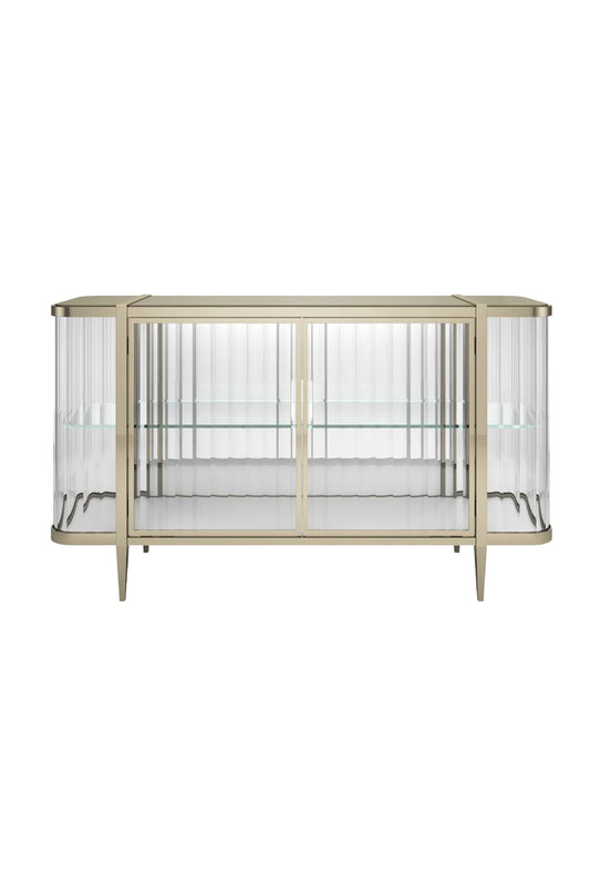 Luxury Wavy Mirror 2-Door Sideboard European Style for Villa