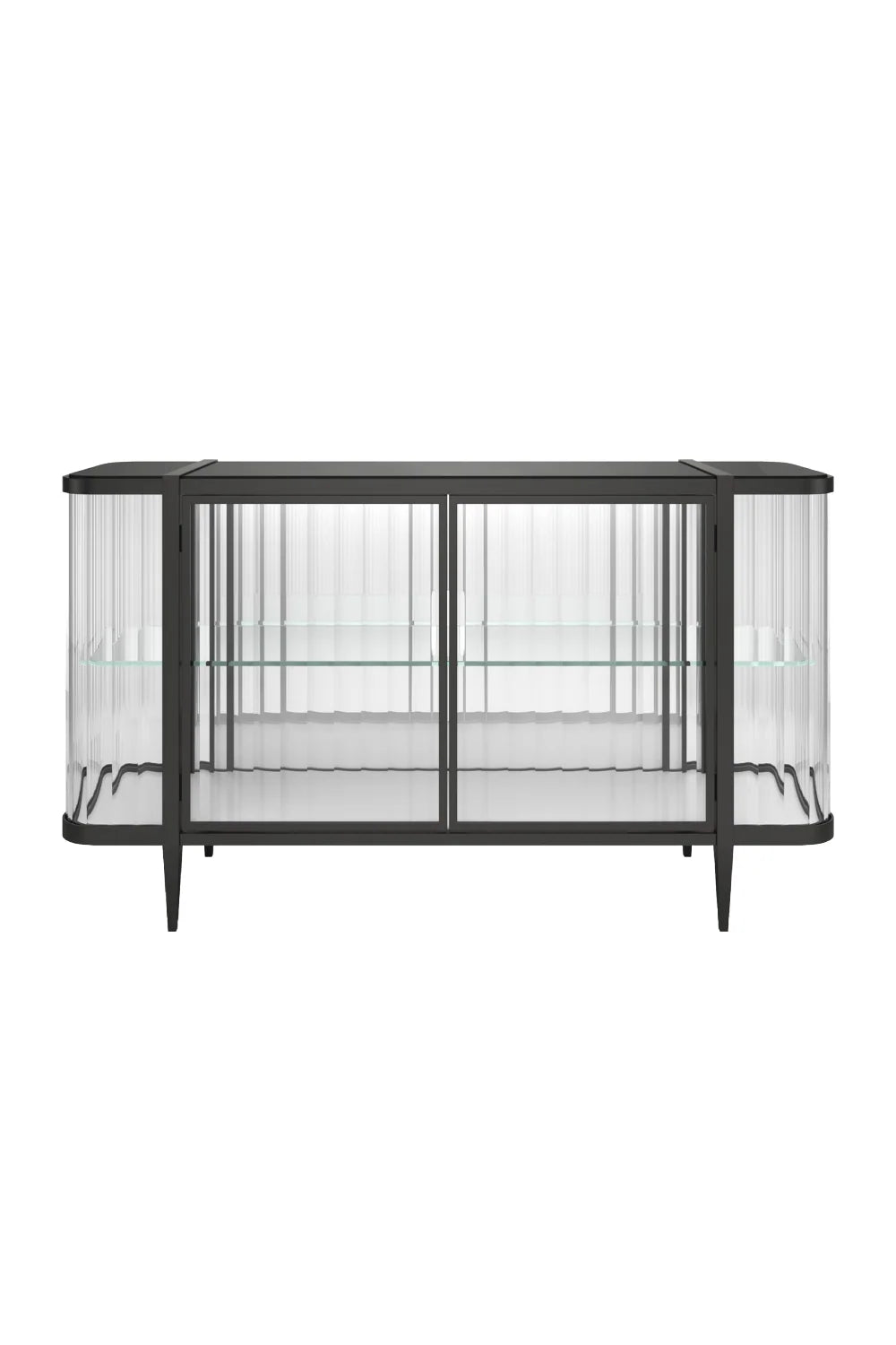 Luxury Wavy Mirror 2-Door Sideboard European Style for Villa