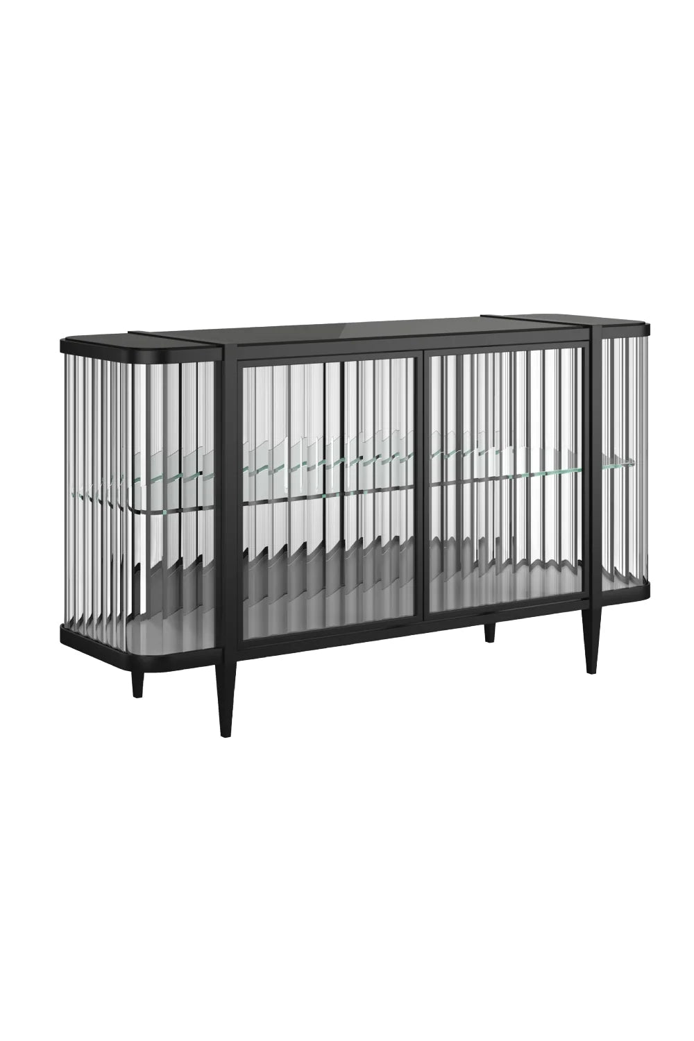 Luxury Wavy Mirror 2-Door Sideboard European Style for Villa