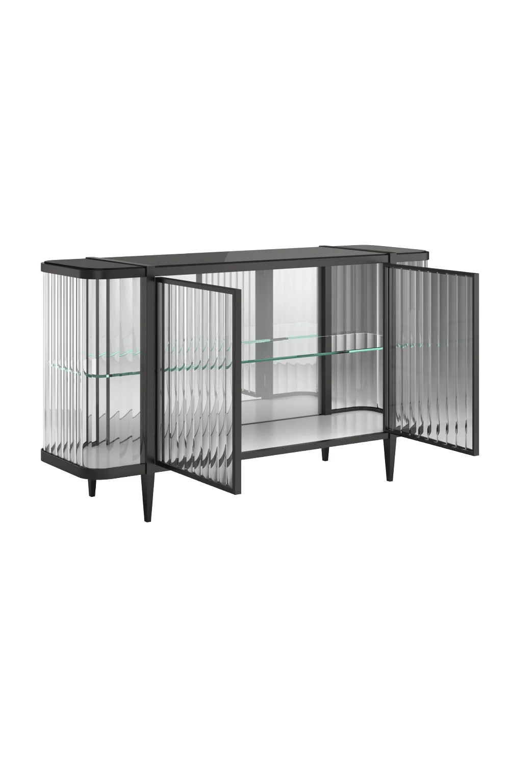 Luxury Wavy Mirror 2-Door Sideboard European Style for Villa