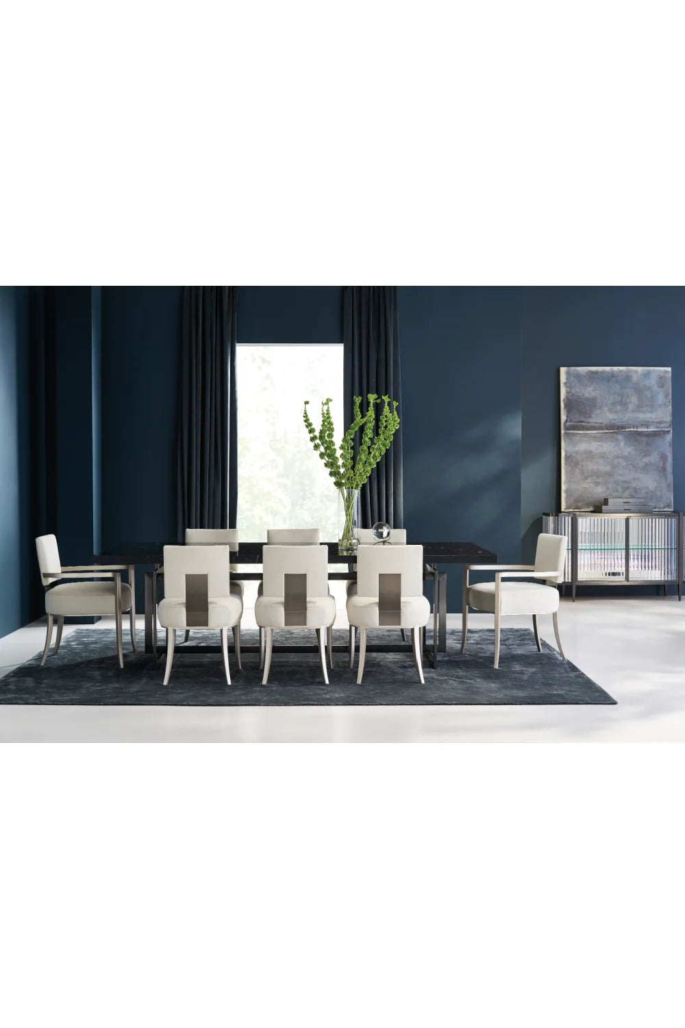Luxury Wavy Mirror 2-Door Sideboard European Style for Villa