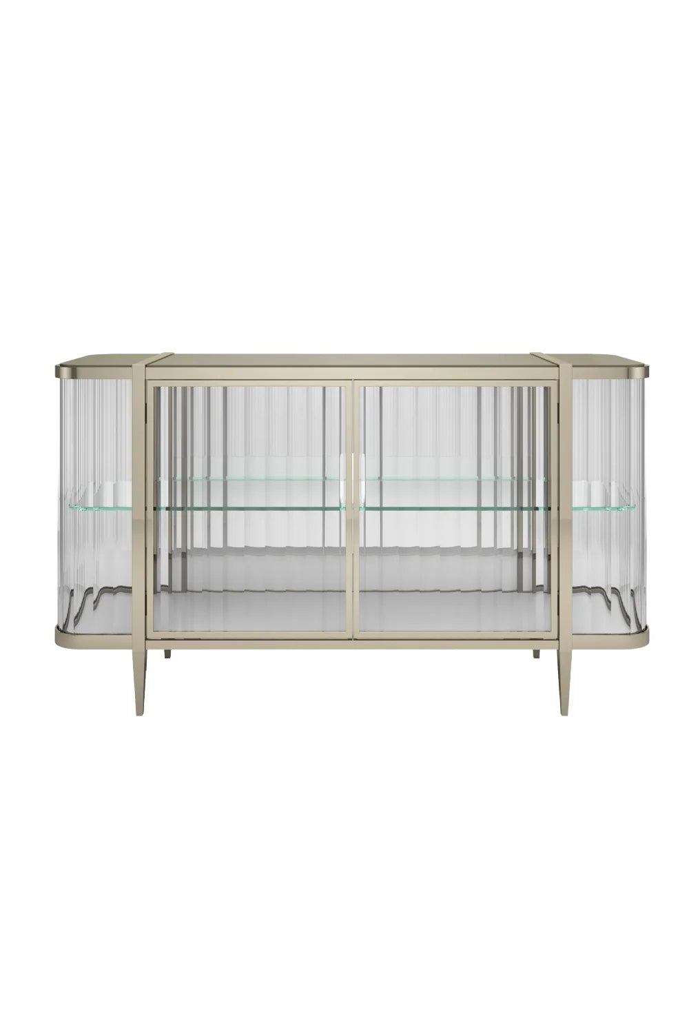 Luxury Wavy Mirror 2-Door Sideboard European Style for Villa