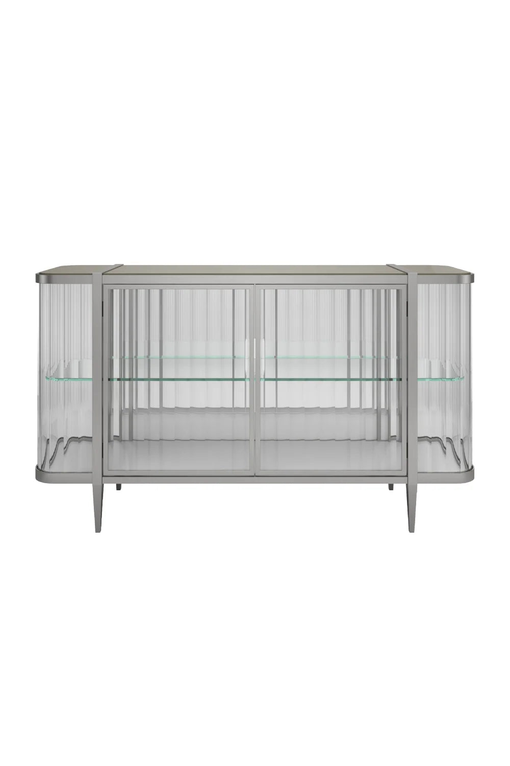 Luxury Wavy Mirror 2-Door Sideboard European Style for Villa