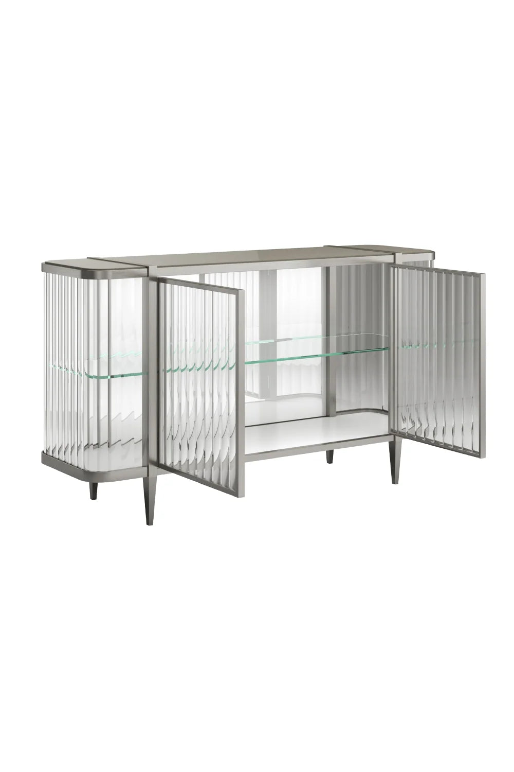 Luxury Wavy Mirror 2-Door Sideboard European Style for Villa
