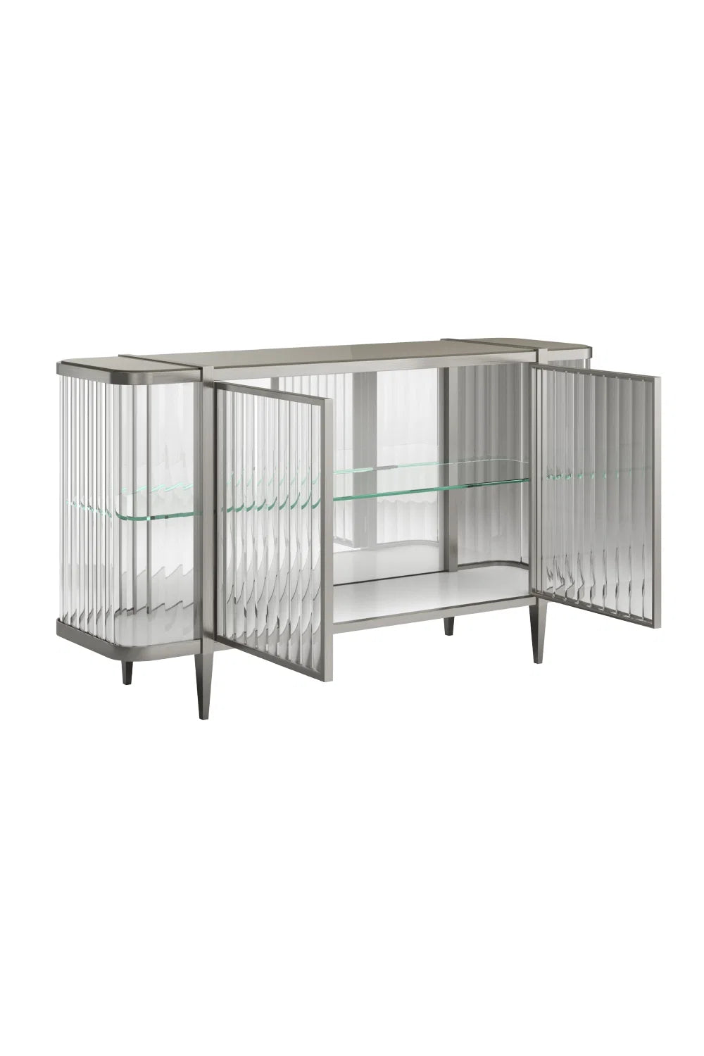 Luxury Wavy Mirror 2-Door Sideboard European Style for Villa