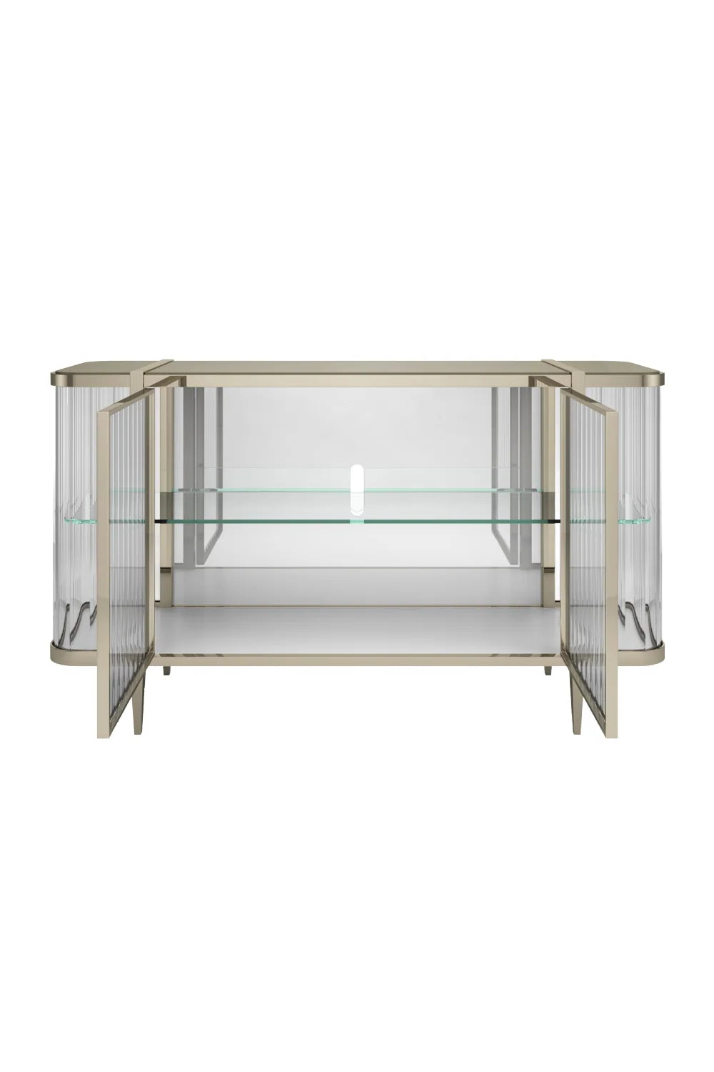 Luxury Wavy Mirror 2-Door Sideboard European Style for Villa