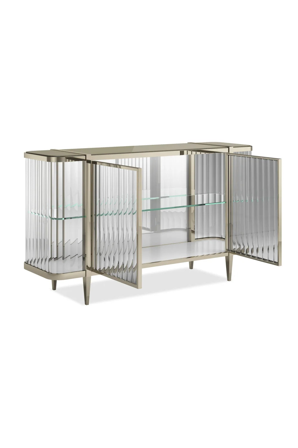 Luxury Wavy Mirror 2-Door Sideboard European Style for Villa