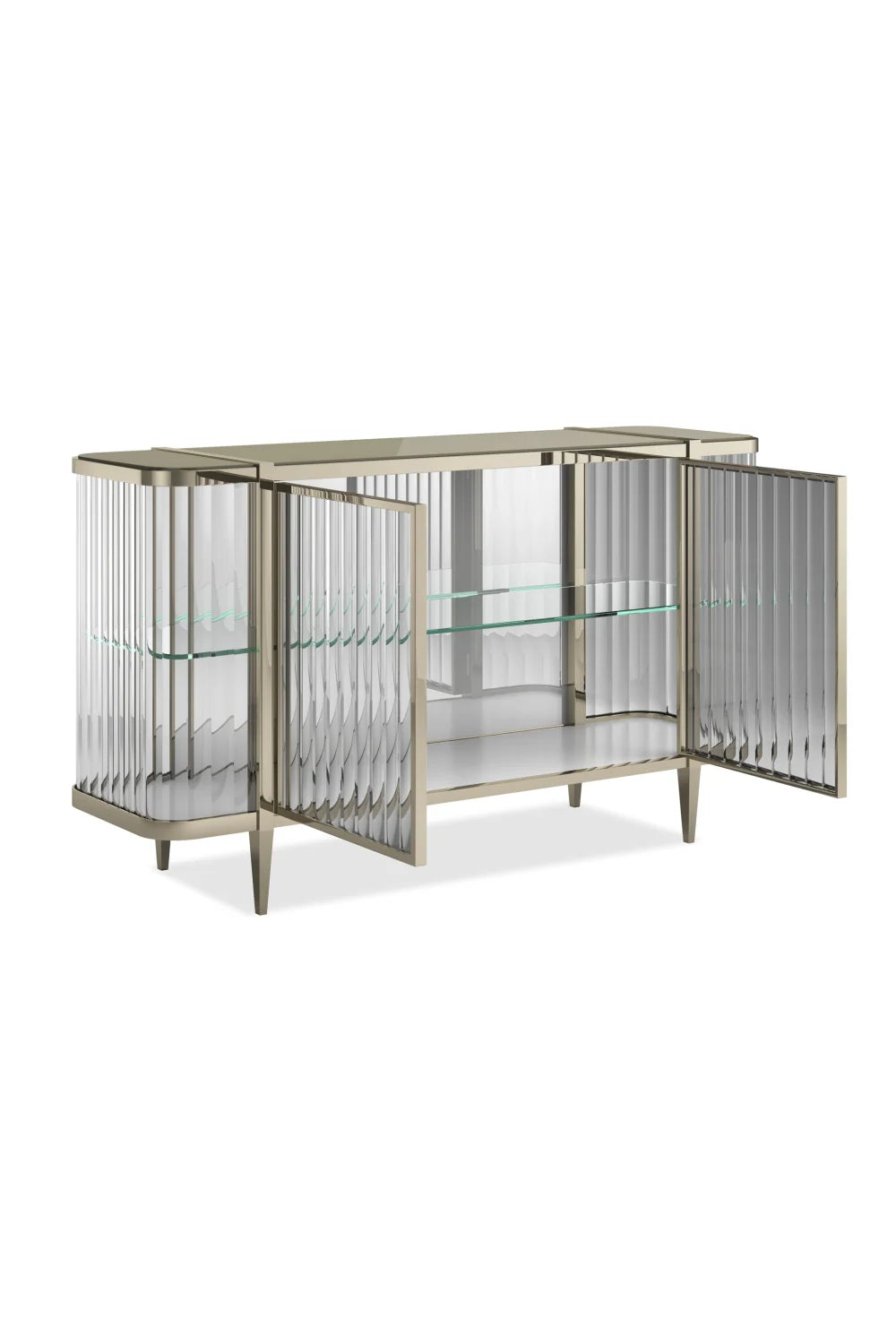 Luxury Wavy Mirror 2-Door Sideboard European Style for Villa