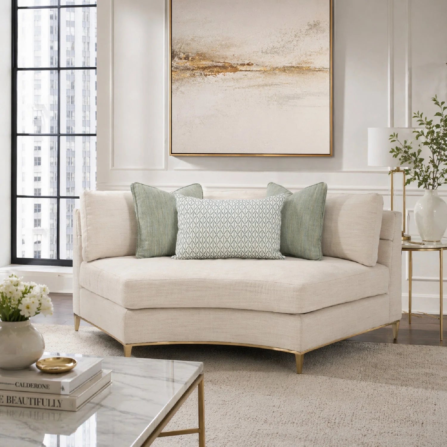 Luxury Wavy Quilted Sectional Sofa Modern Italian Style for Villa