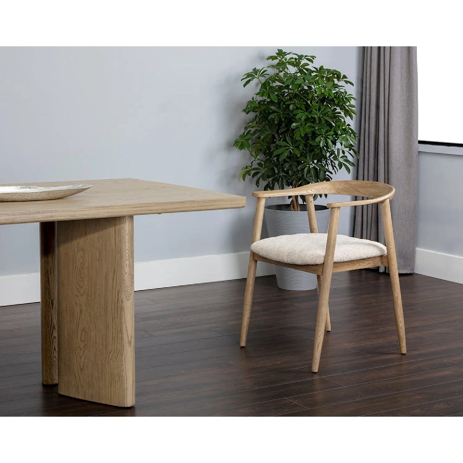 Luxury Weathered Oak Modern Dining Armchair European Style for Villa