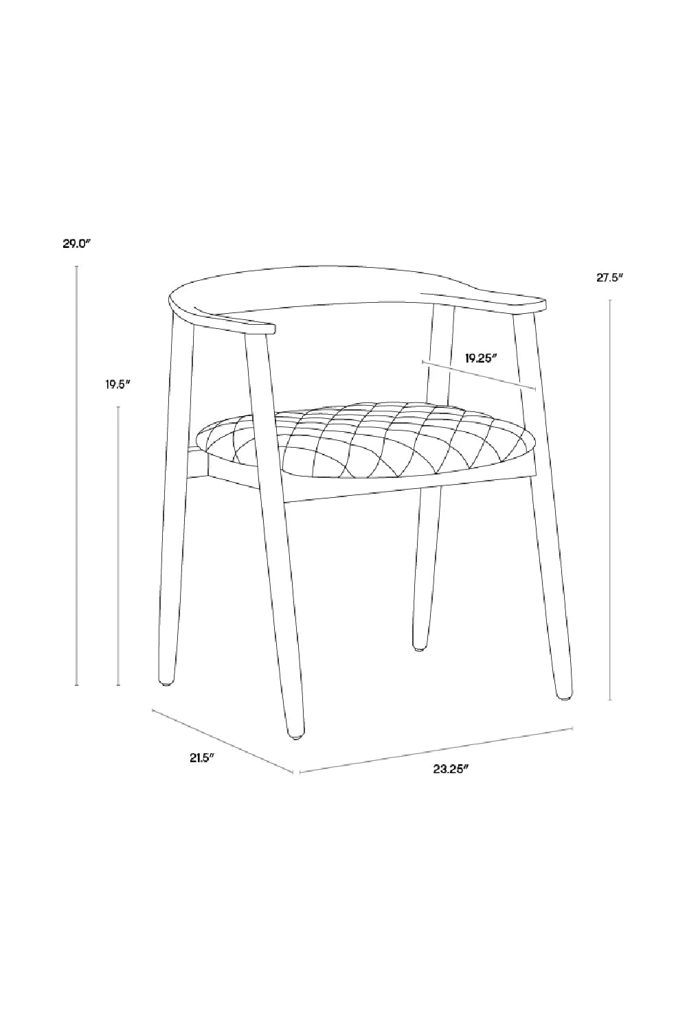 Luxury Weathered Oak Modern Dining Armchair European Style for Villa