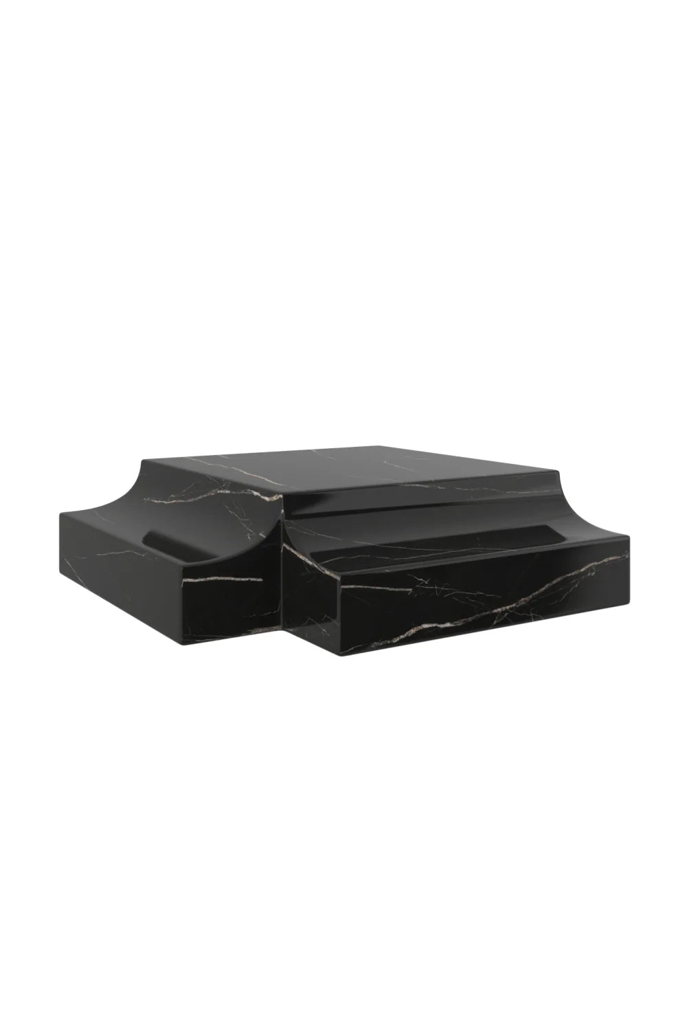 Luxury Wedge Black Marble Coffee Table Modern Italian Style for Villa