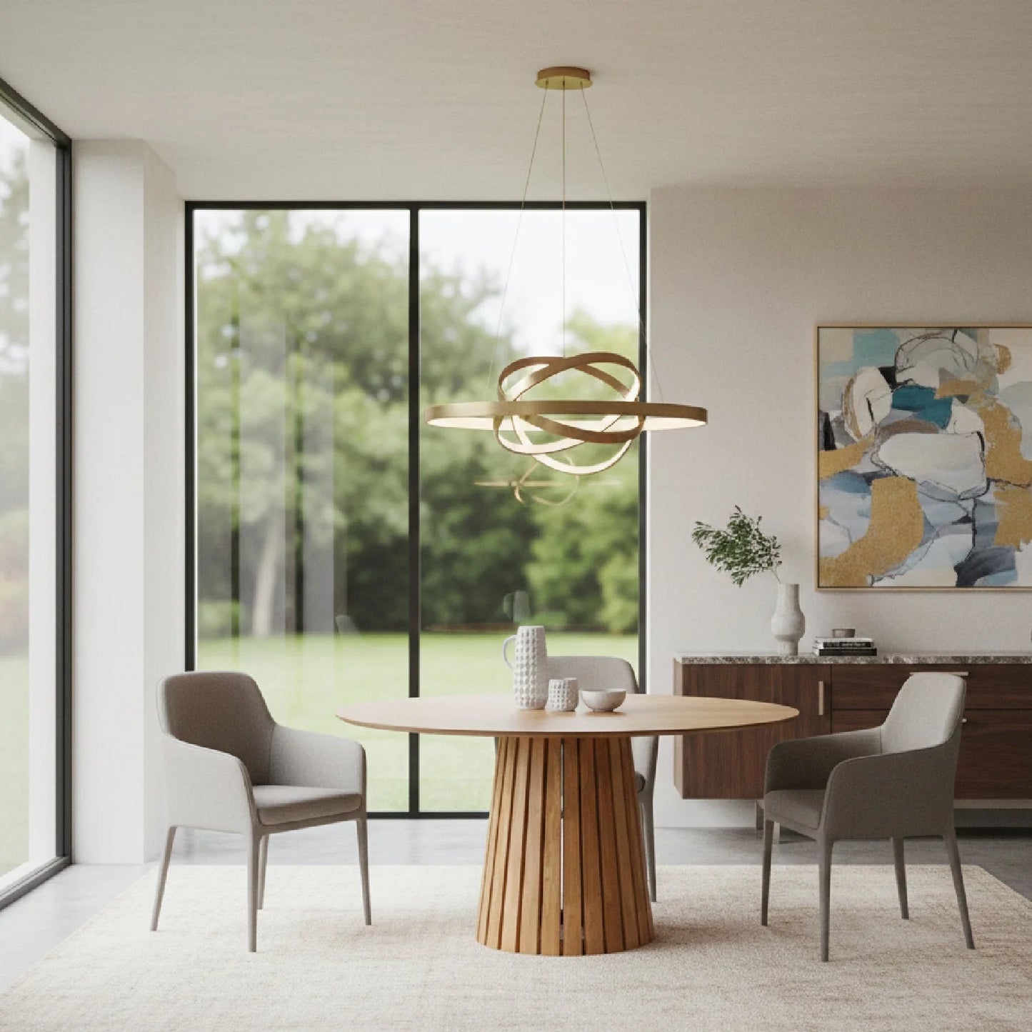 Luxury Weiss Round Pedestal Dining Table Modern Italian Style for Villa