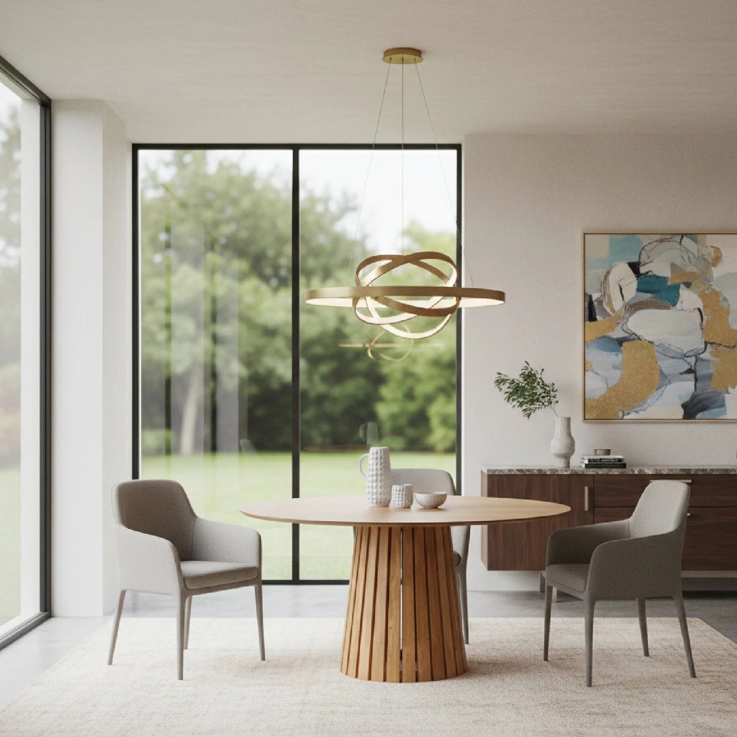 Luxury Weiss Round Pedestal Dining Table Modern Italian Style for Villa