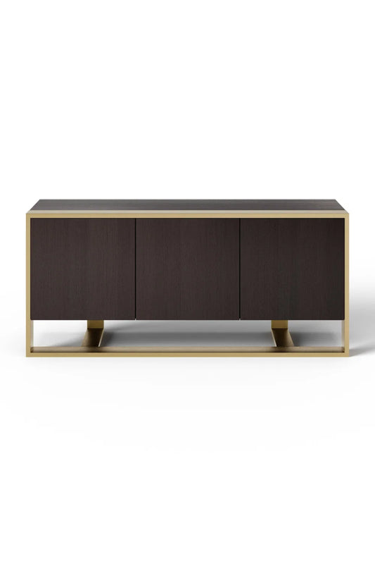 Luxury Wenge Veneer 3-Door Sideboard European Style for Villa
