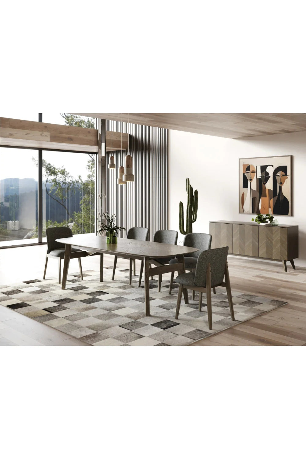 Luxury Wenge Veneer 3-Door Sideboard European Style for Villa