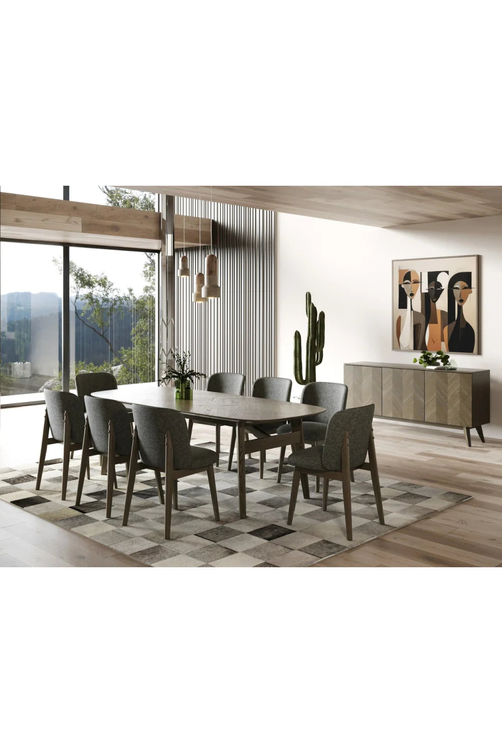 Luxury Wenge Veneer 3-Door Sideboard European Style for Villa