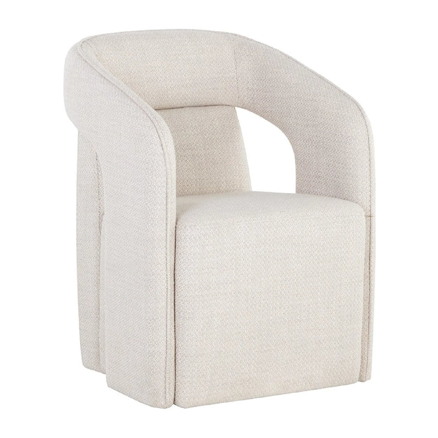 Luxury Wheeled Fabric Dining Armchair European Style for Villa