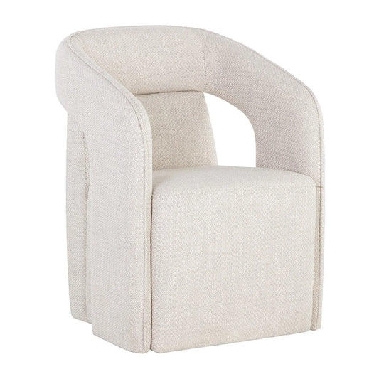 Luxury Wheeled Fabric Dining Armchair European Style for Villa