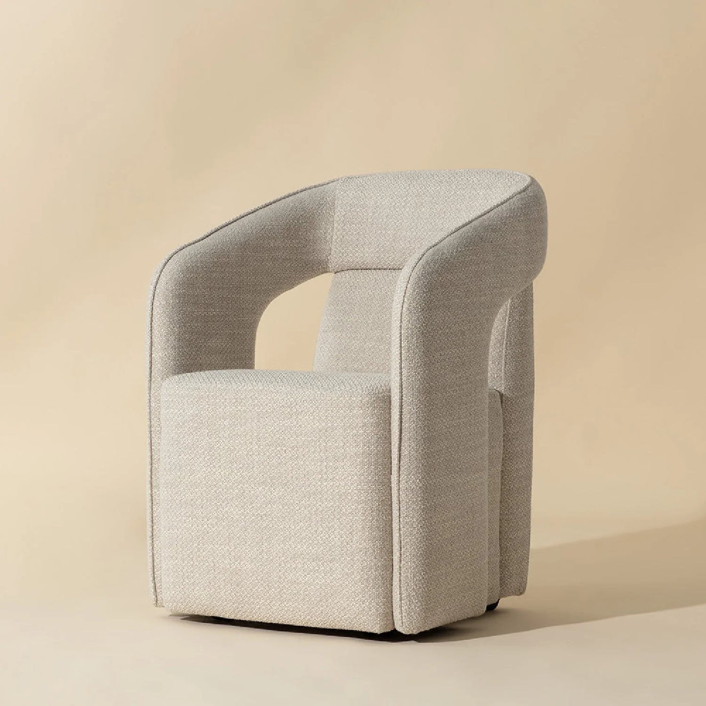 Luxury Wheeled Fabric Dining Armchair European Style for Villa
