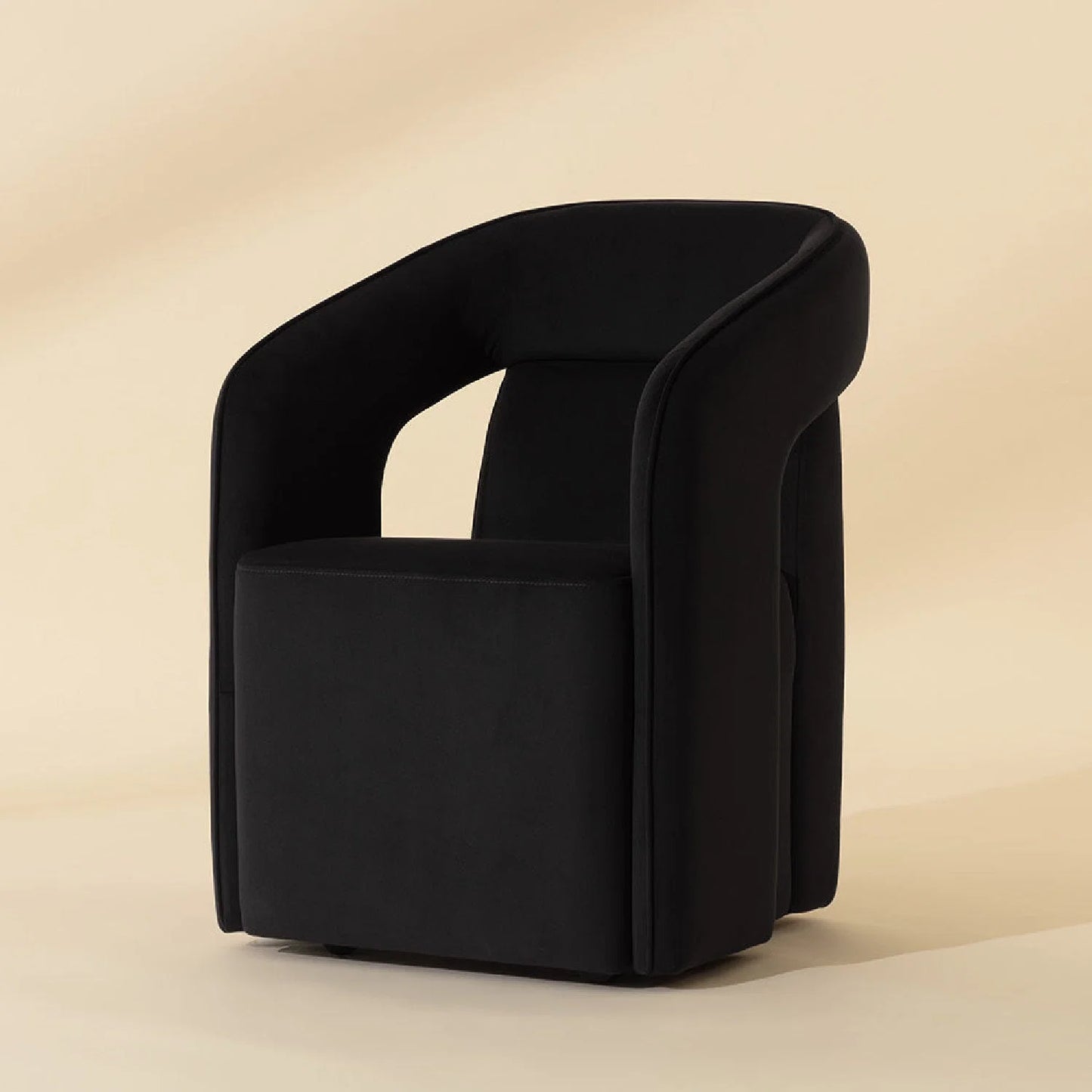 Luxury Wheeled Fabric Dining Armchair European Style for Villa