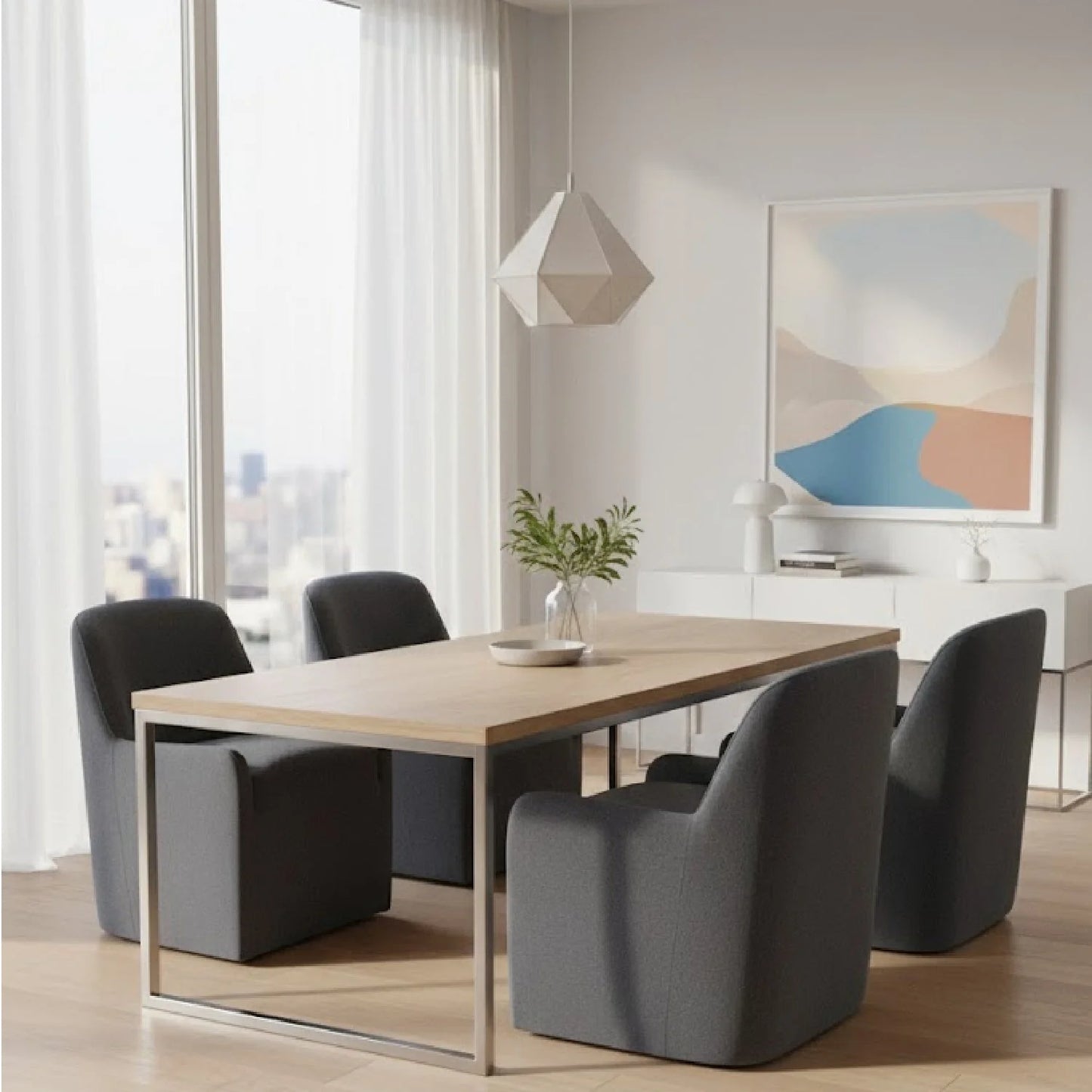 Luxury Wheeled Modern Dining Armchair European Style for Villa