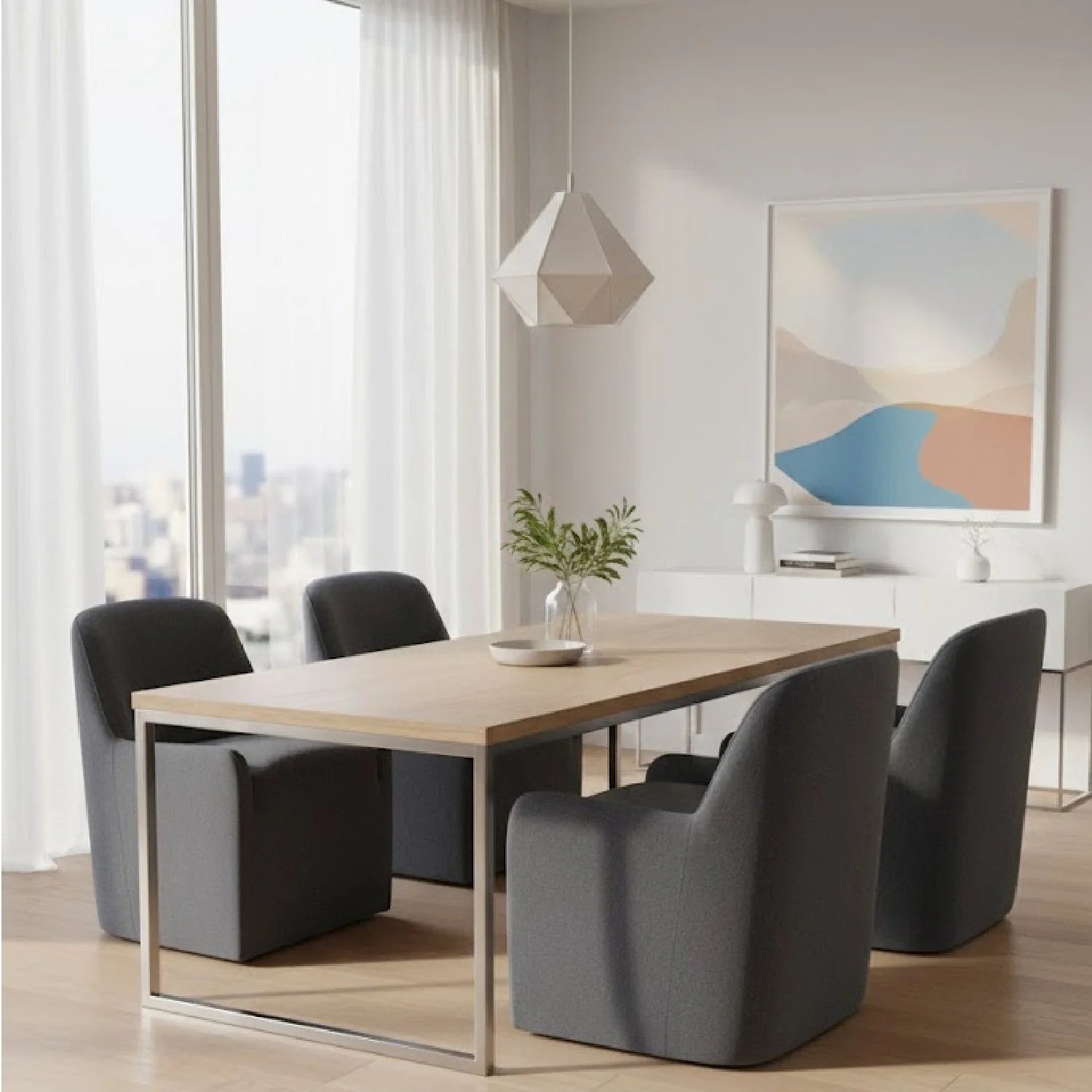 Luxury Wheeled Modern Dining Armchair European Style for Villa