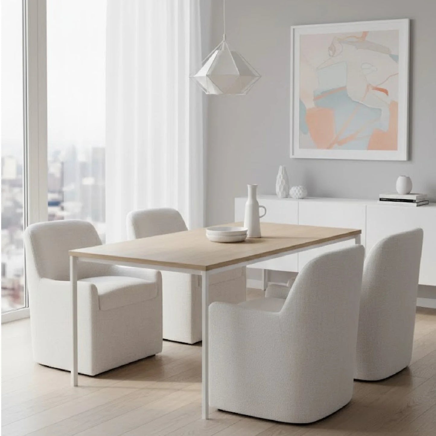 Luxury Wheeled Modern Dining Armchair European Style for Villa