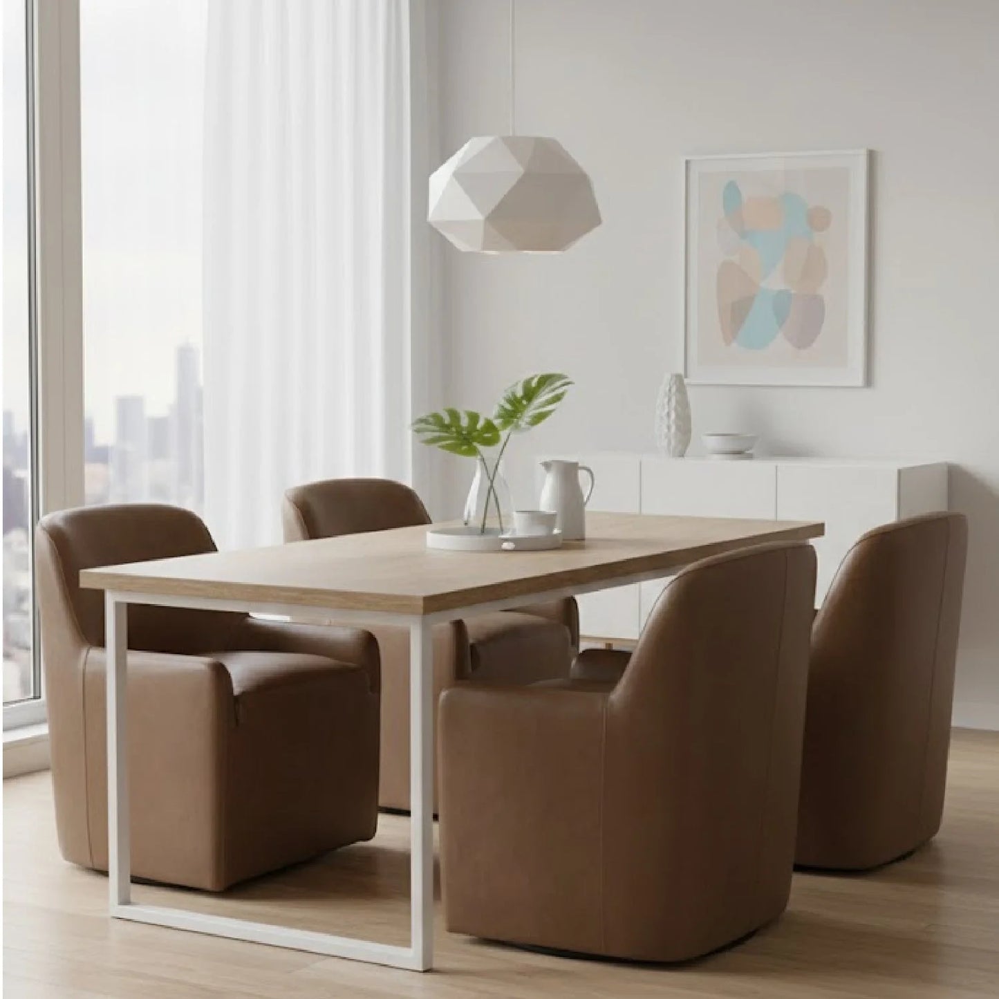 Luxury Wheeled Modern Dining Armchair European Style for Villa