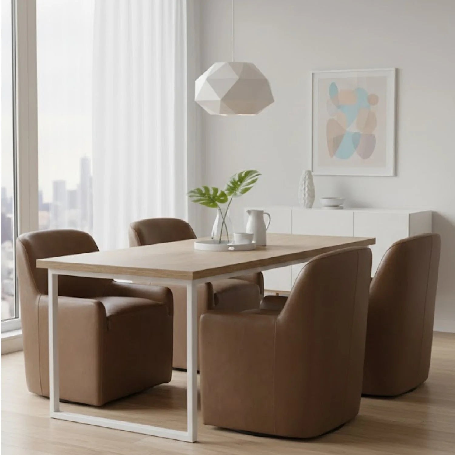 Luxury Wheeled Modern Dining Armchair European Style for Villa