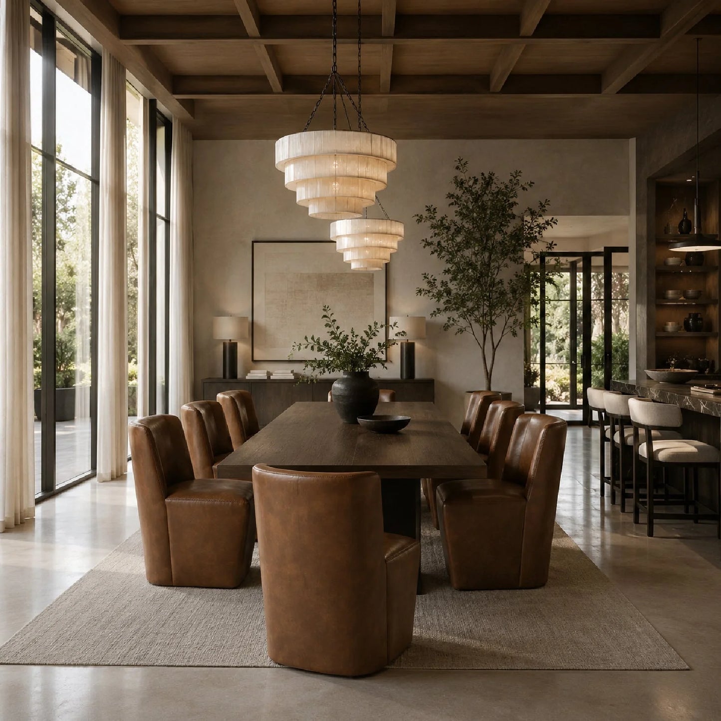 Luxury Wheeled Modern Dining Chair European Style for Villa