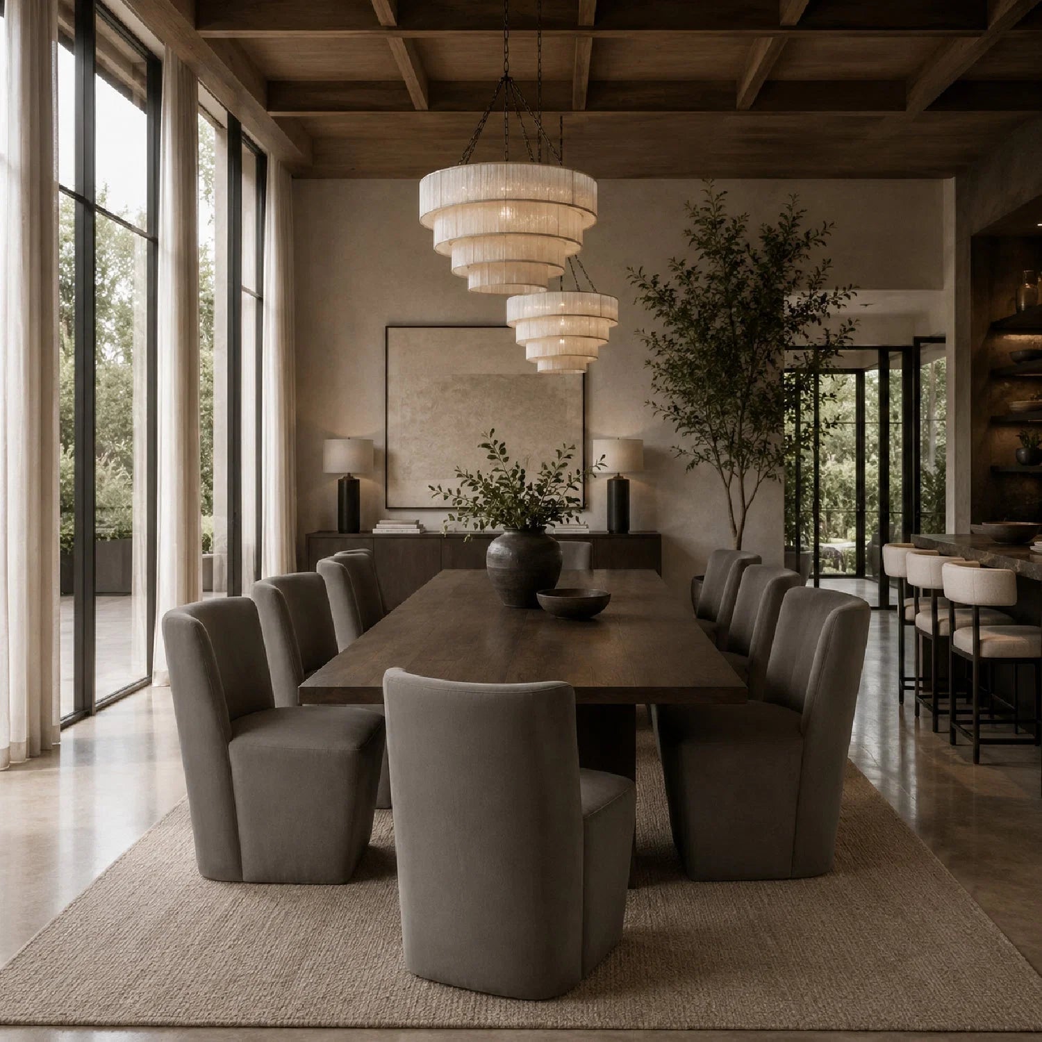 Luxury Wheeled Modern Dining Chair European Style for Villa