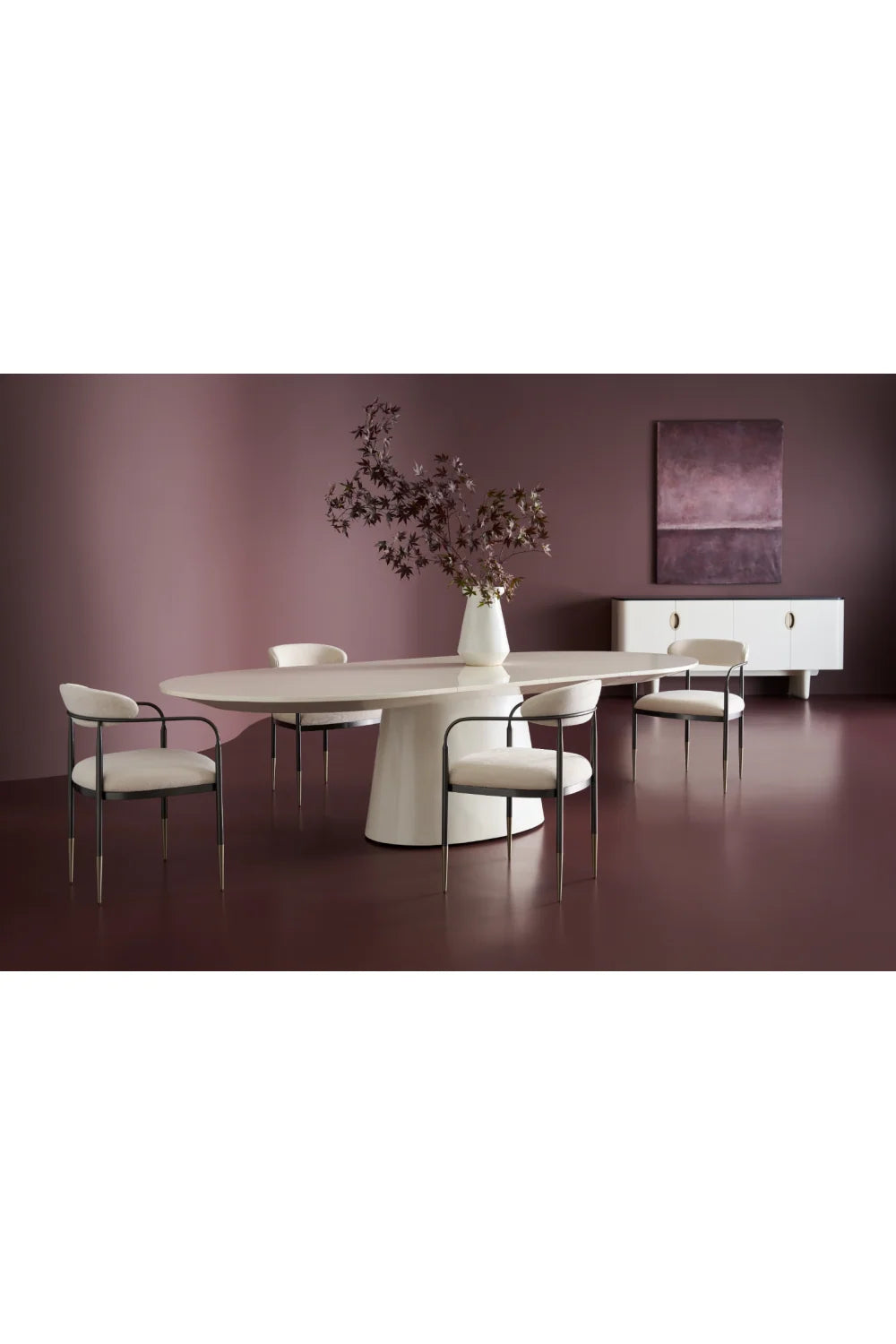 Luxury White 4-Door Sideboard European Style for Villa