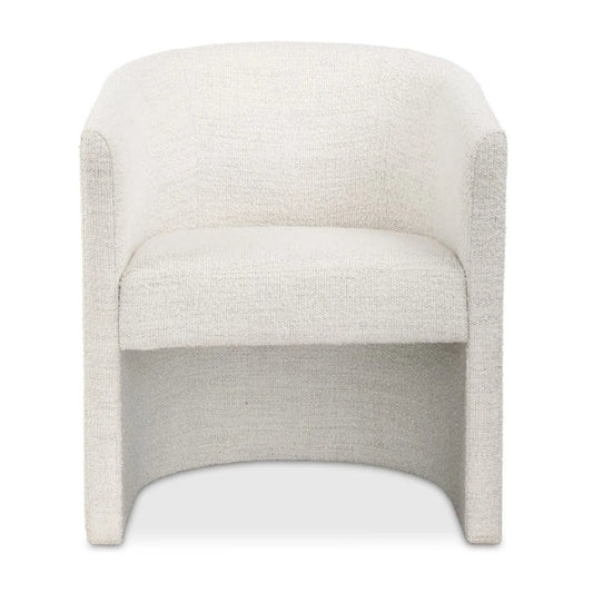 Luxury White Boucle Barrel Accent Chair Modern Italian Style for Villa