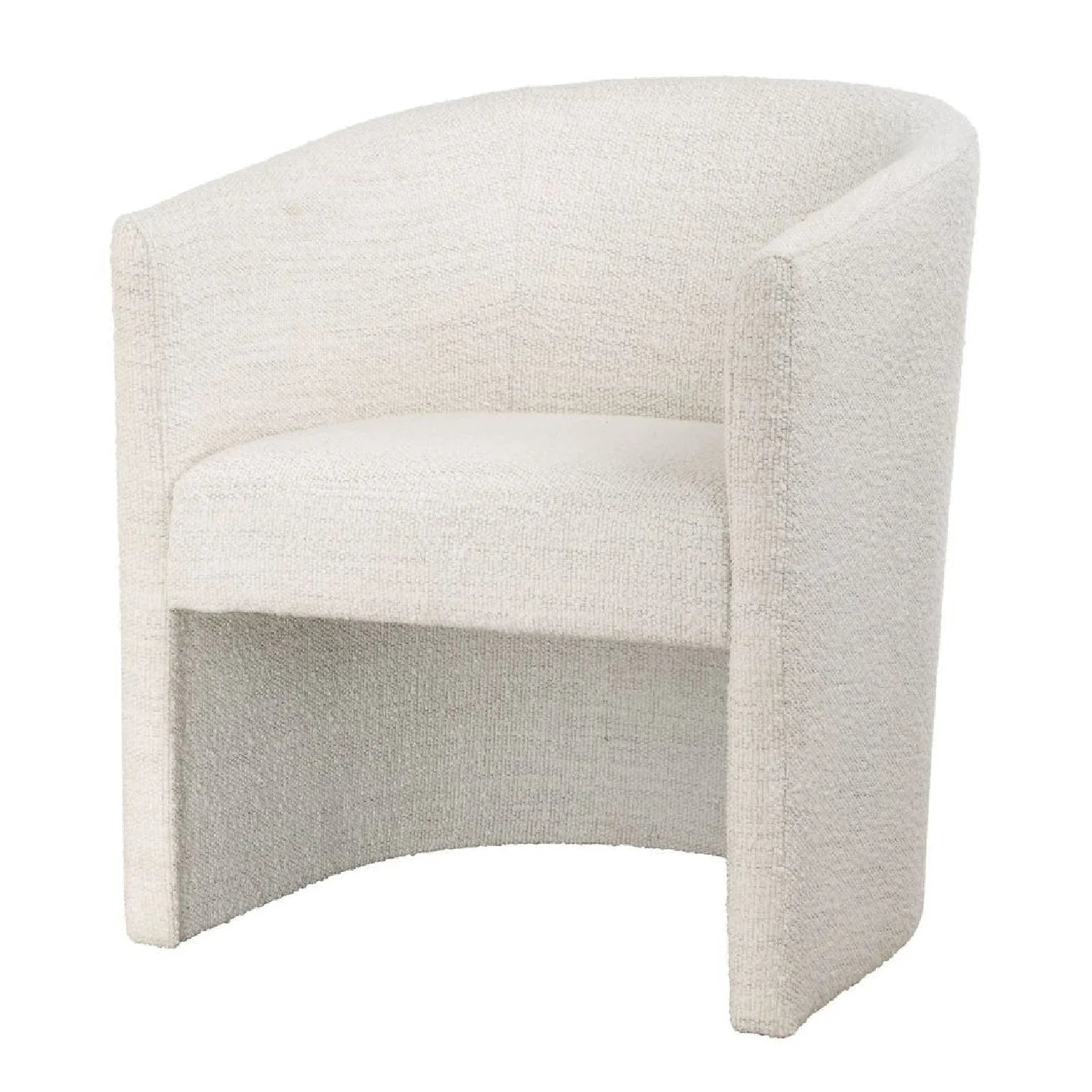 Luxury White Boucle Barrel Accent Chair Modern Italian Style for Villa