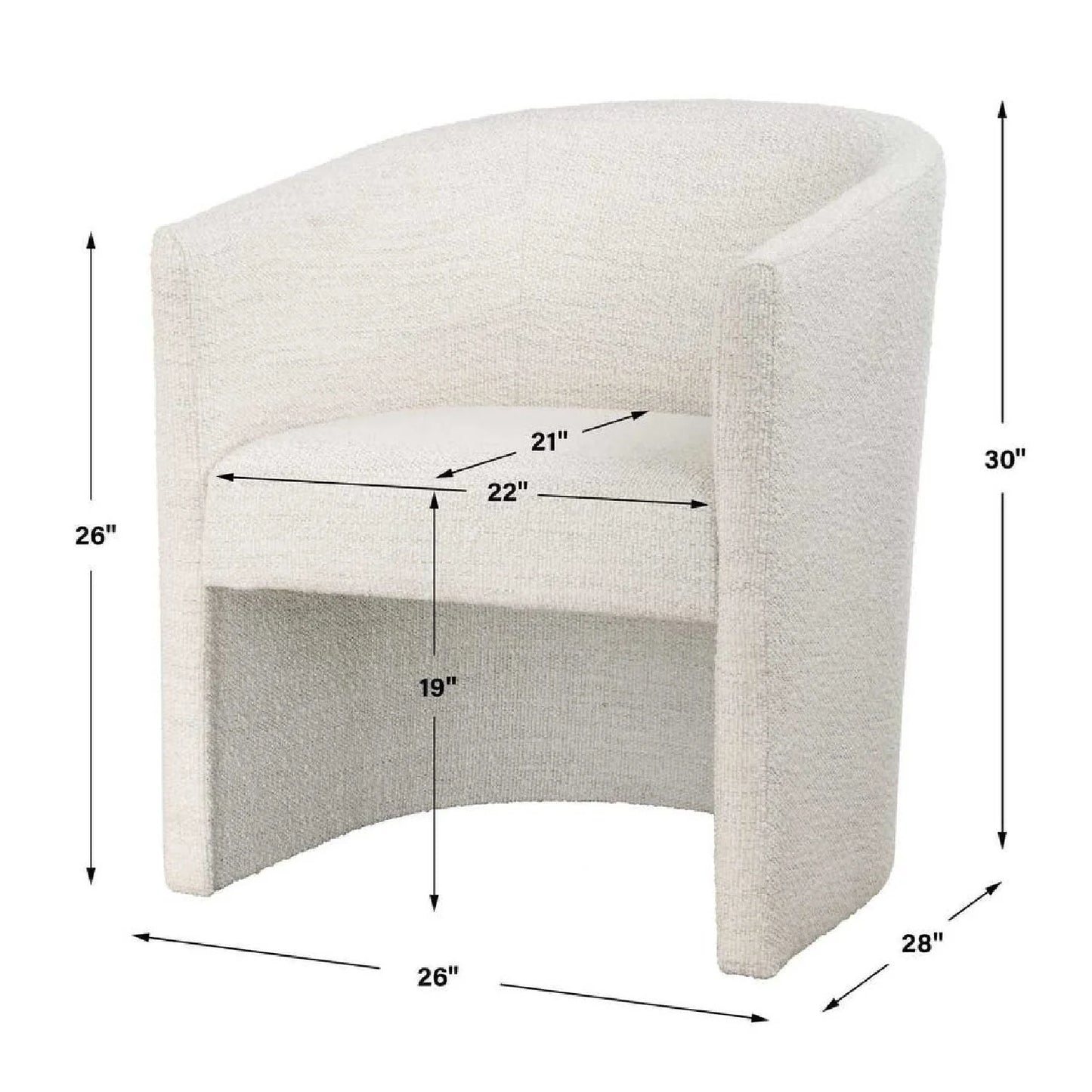 Luxury White Boucle Barrel Accent Chair Modern Italian Style for Villa