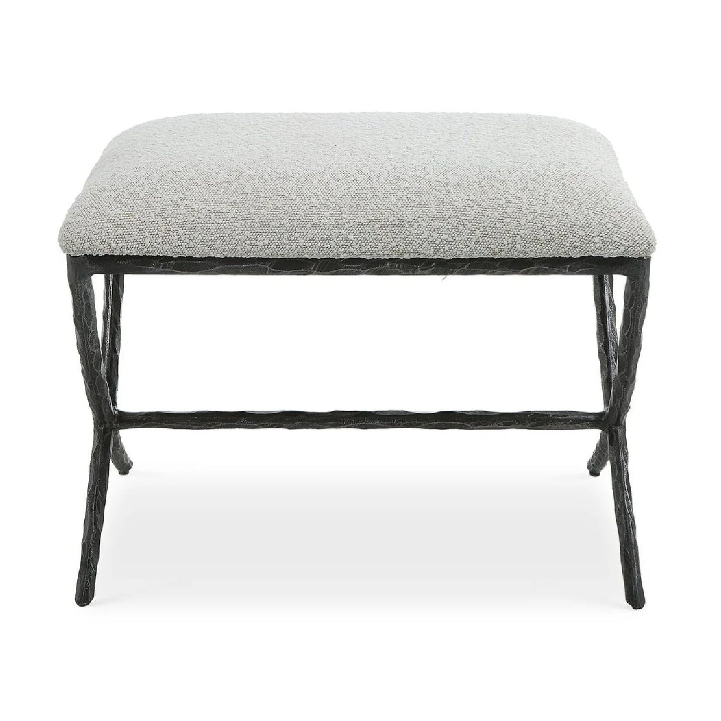 Luxury White Boucle Bench European Style for Villa