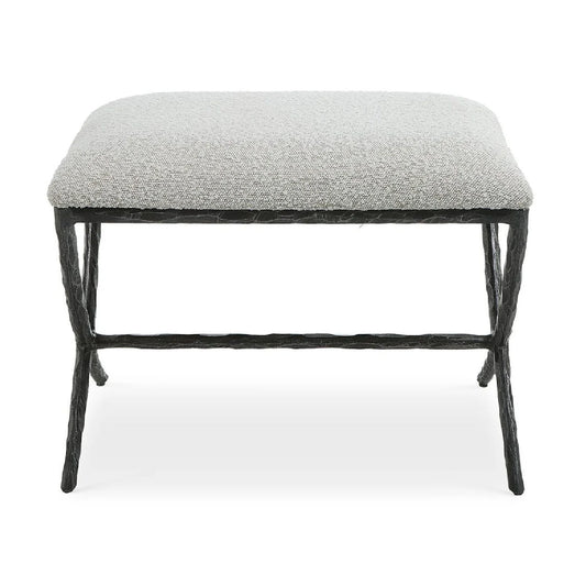 Luxury White Boucle Bench European Style for Villa