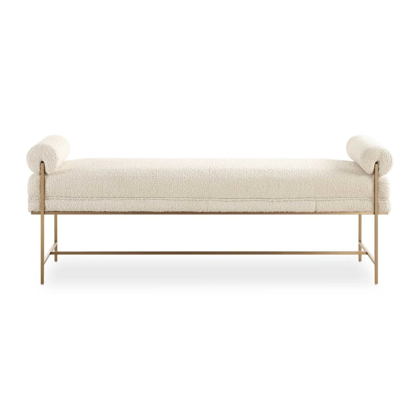 Luxury White Boucle Bench European Style for Villa