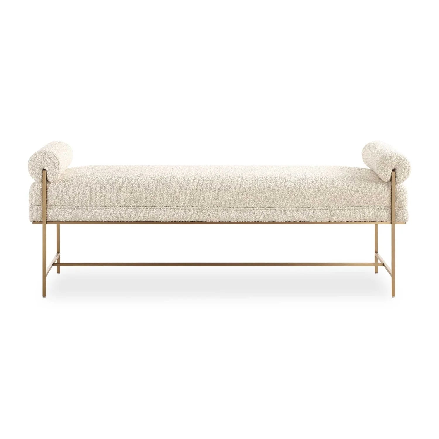 Luxury White Boucle Bench European Style for Villa