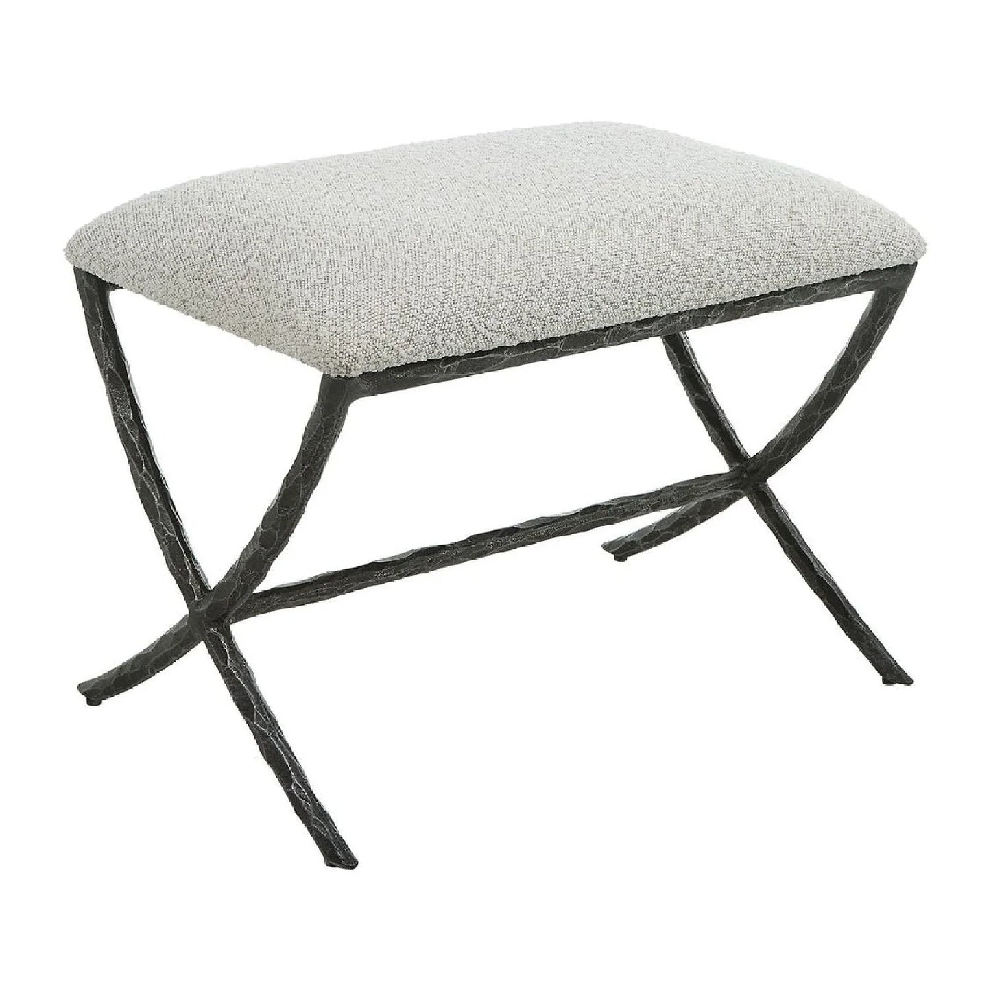 Luxury White Boucle Bench European Style for Villa