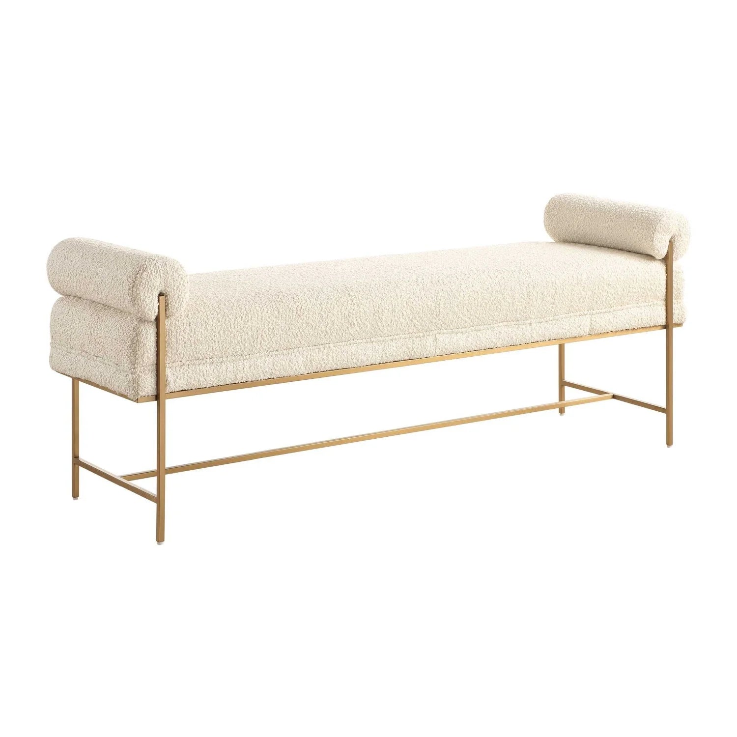 Luxury White Boucle Bench European Style for Villa