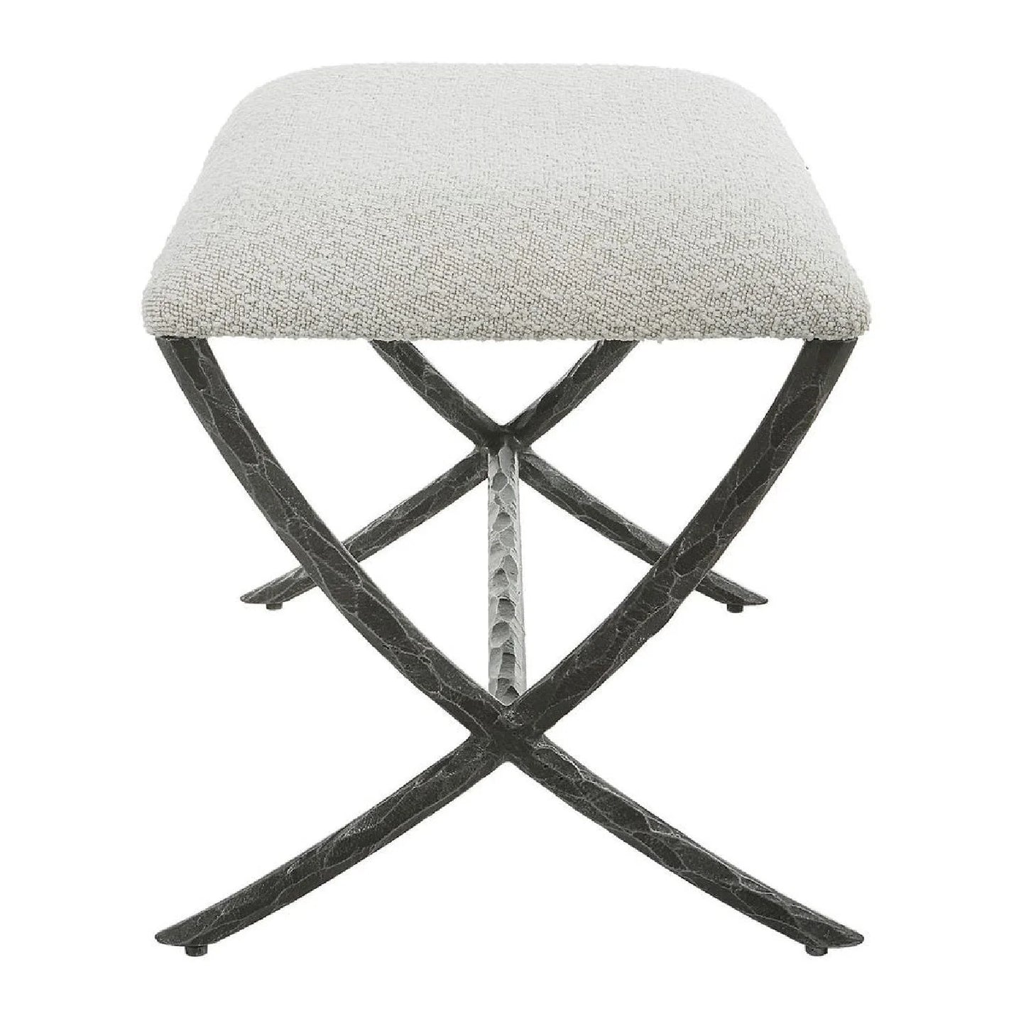 Luxury White Boucle Bench European Style for Villa