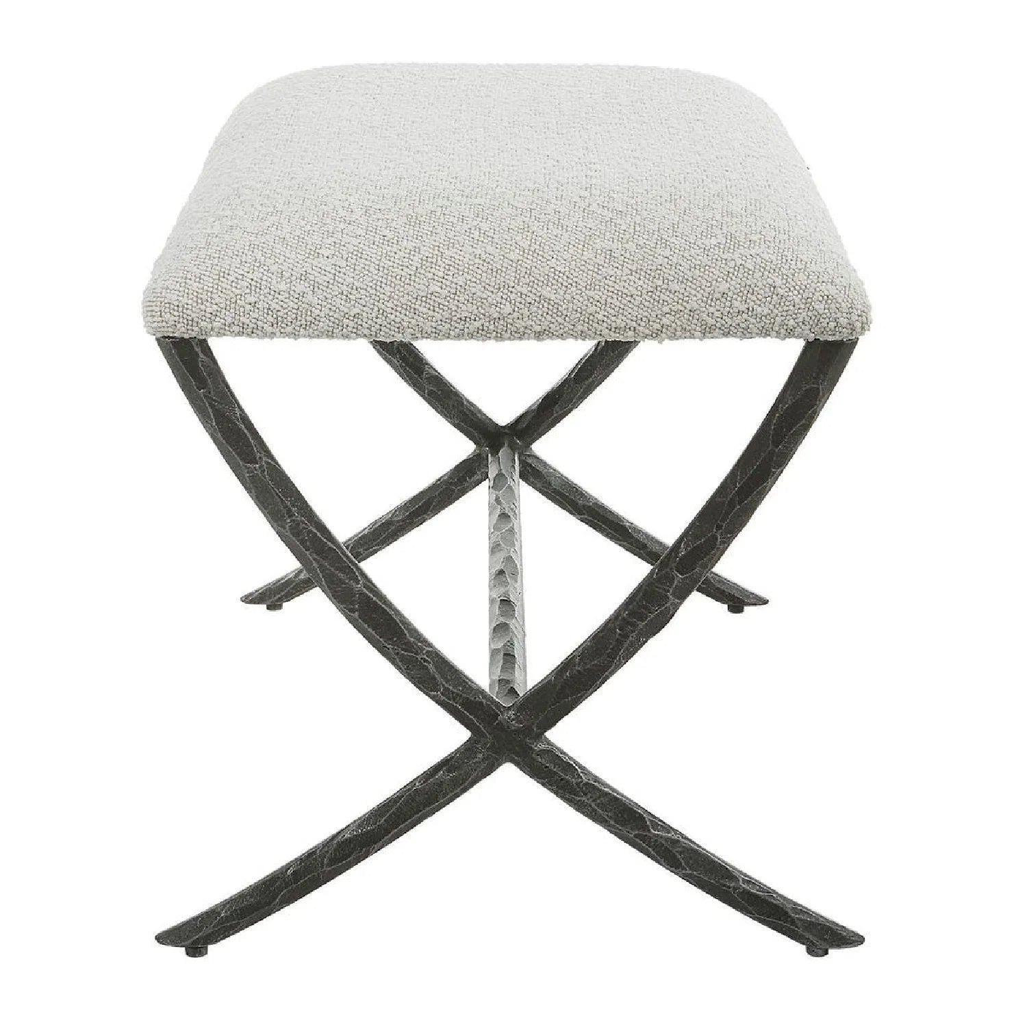 Luxury White Boucle Bench European Style for Villa