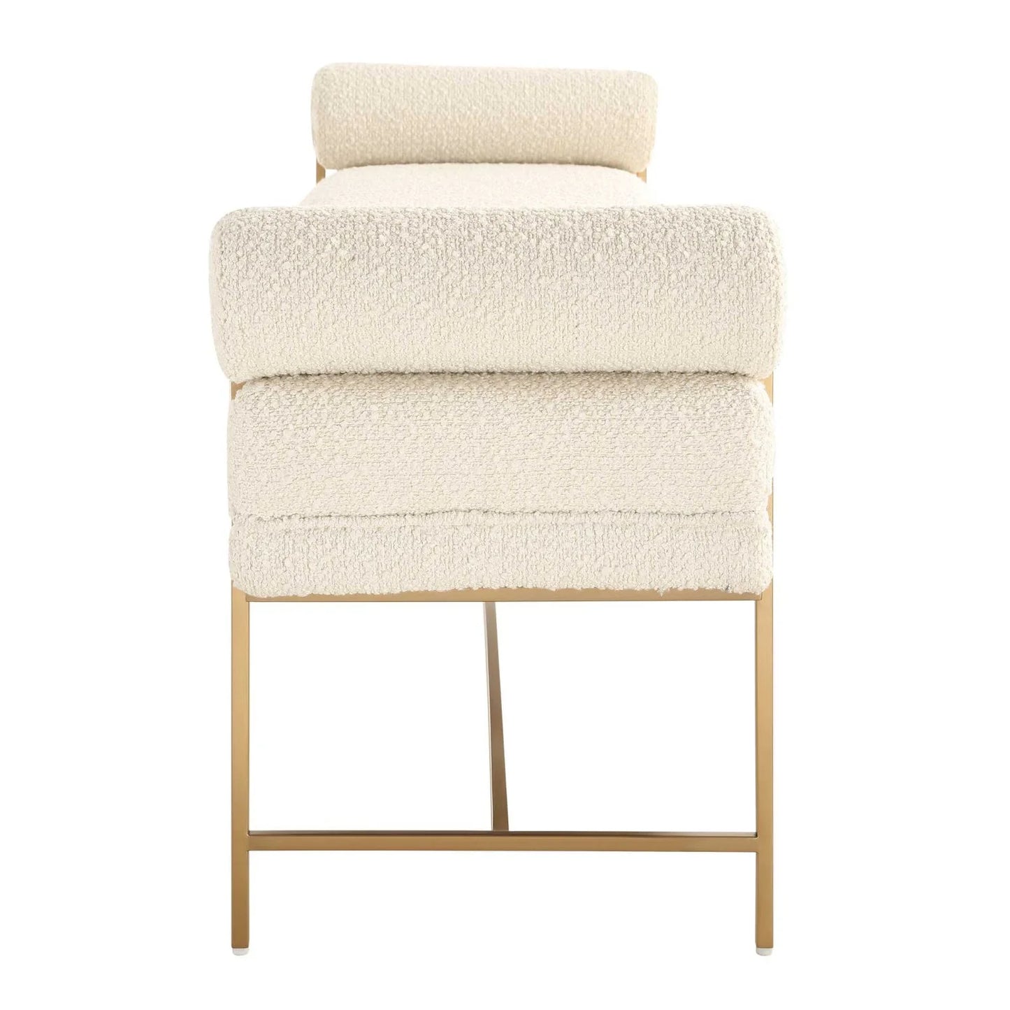 Luxury White Boucle Bench European Style for Villa