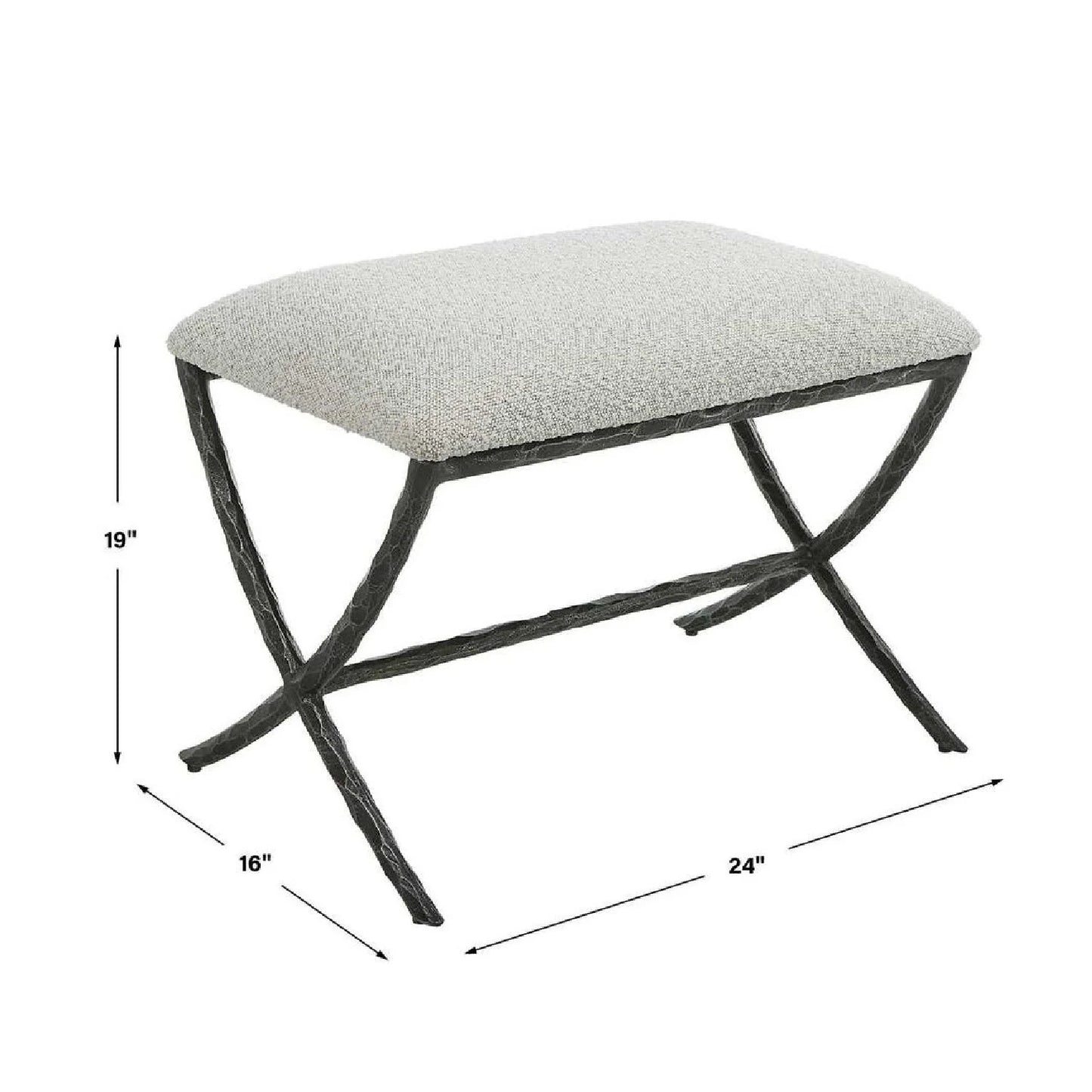 Luxury White Boucle Bench European Style for Villa