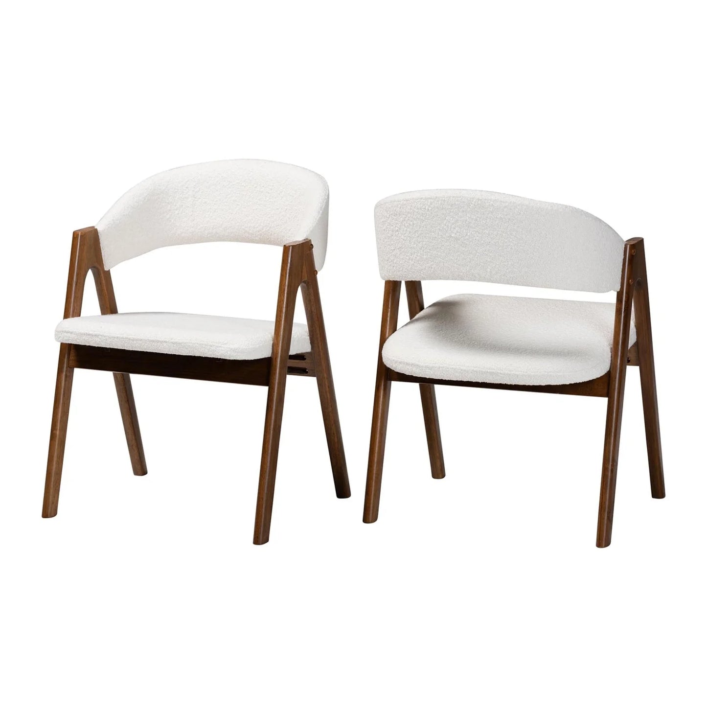 Luxury White Boucle Curved Modern Dining Chair European Style for Villa