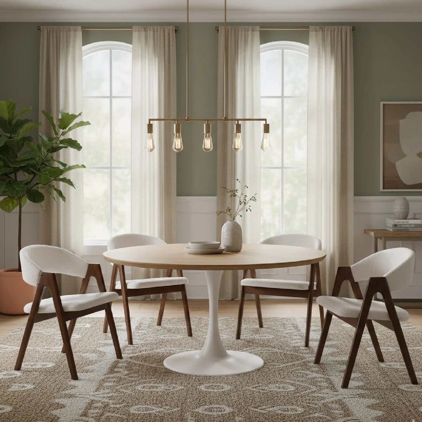 Luxury White Boucle Curved Modern Dining Chair European Style for Villa